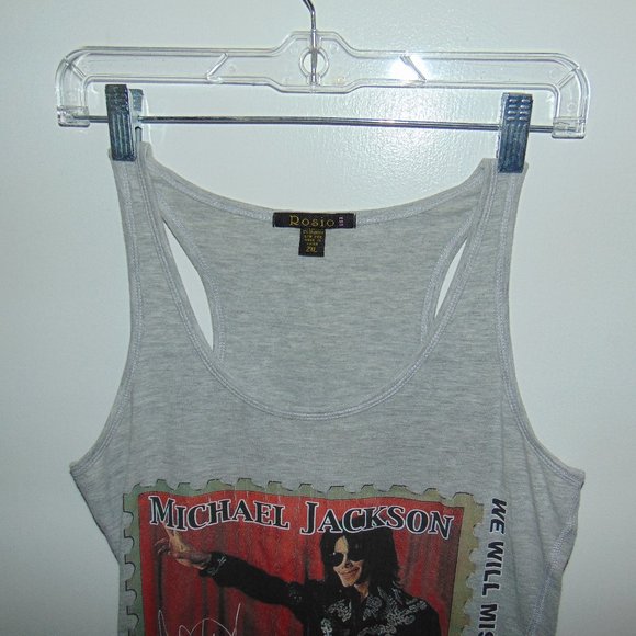 Michael Jackson Beloved King of Pop Graphic Tank Top T-Shirt Womens Gray RIP - Picture 8 of 10
